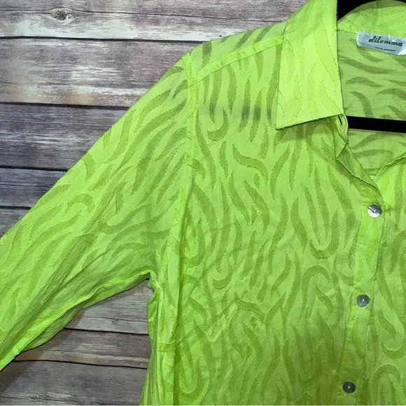 Dilemma by Dhun Shroff Vintage Green Button Up High Low Tunic Dress Size L F2 - Picture 2 of 6